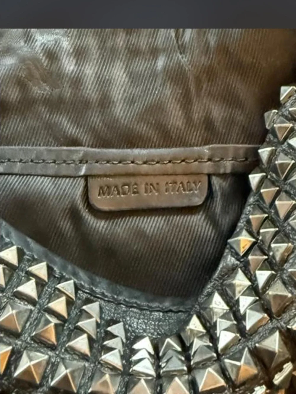RARE Burberry Black Pyramid-Stud Hobo Shoulder Bag